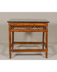 Bamboo Qing Dynasty Center Table with Geometric Apron and Black Lacquered Top-13. Asian & Chinese Furniture, Art, Antiques, Vintage Home Décor for sale at FEA Home