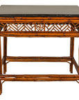 Bamboo Qing Dynasty Center Table with Geometric Apron and Black Lacquered Top-1. Asian & Chinese Furniture, Art, Antiques, Vintage Home Décor for sale at FEA Home