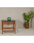 Bamboo Qing Dynasty Center Table with Geometric Apron and Black Lacquered Top-2. Asian & Chinese Furniture, Art, Antiques, Vintage Home Décor for sale at FEA Home