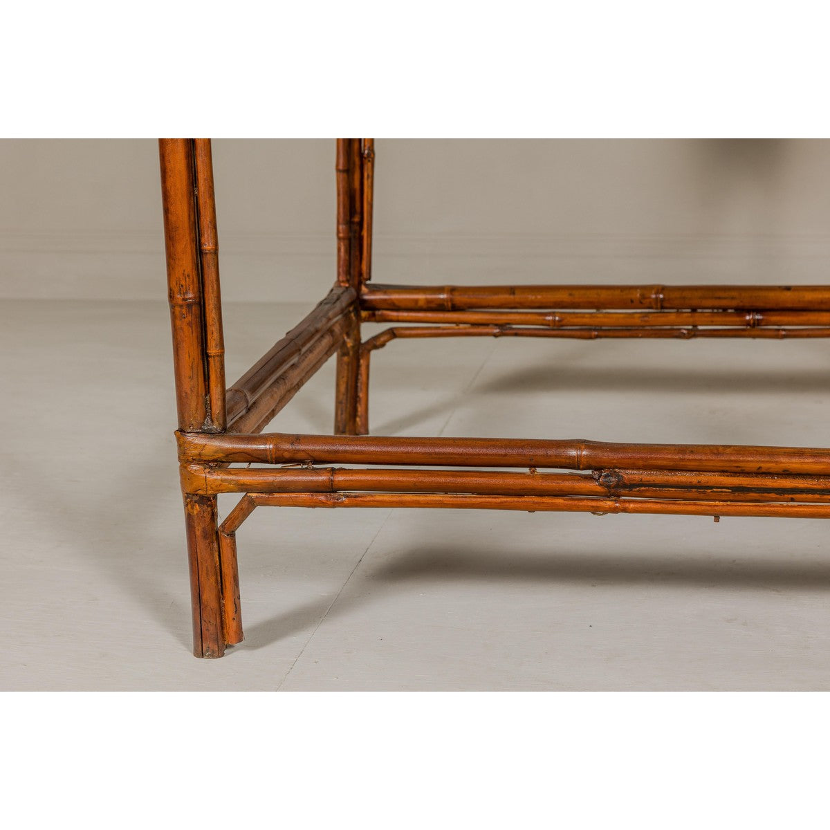 Bamboo Qing Dynasty Center Table with Geometric Apron and Black Lacquered Top-8. Asian & Chinese Furniture, Art, Antiques, Vintage Home Décor for sale at FEA Home