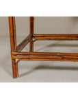 Bamboo Qing Dynasty Center Table with Geometric Apron and Black Lacquered Top-8. Asian & Chinese Furniture, Art, Antiques, Vintage Home Décor for sale at FEA Home