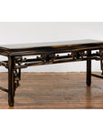 Chinese Vintage Black and Brown Low Console Table-13. Asian & Chinese Furniture, Art, Antiques, Vintage Home Décor for sale at FEA Home