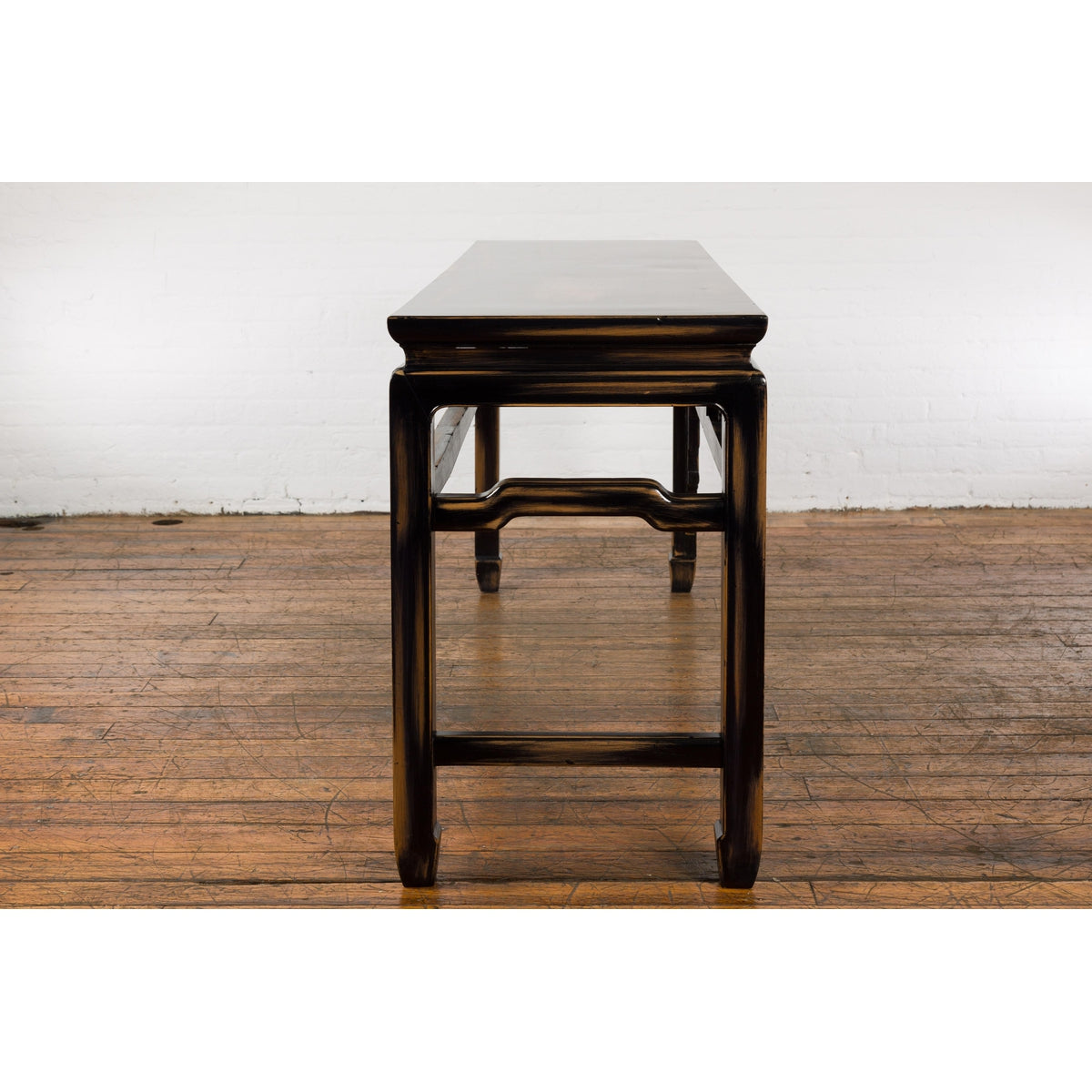Chinese Vintage Black and Brown Low Console Table-14. Asian & Chinese Furniture, Art, Antiques, Vintage Home Décor for sale at FEA Home