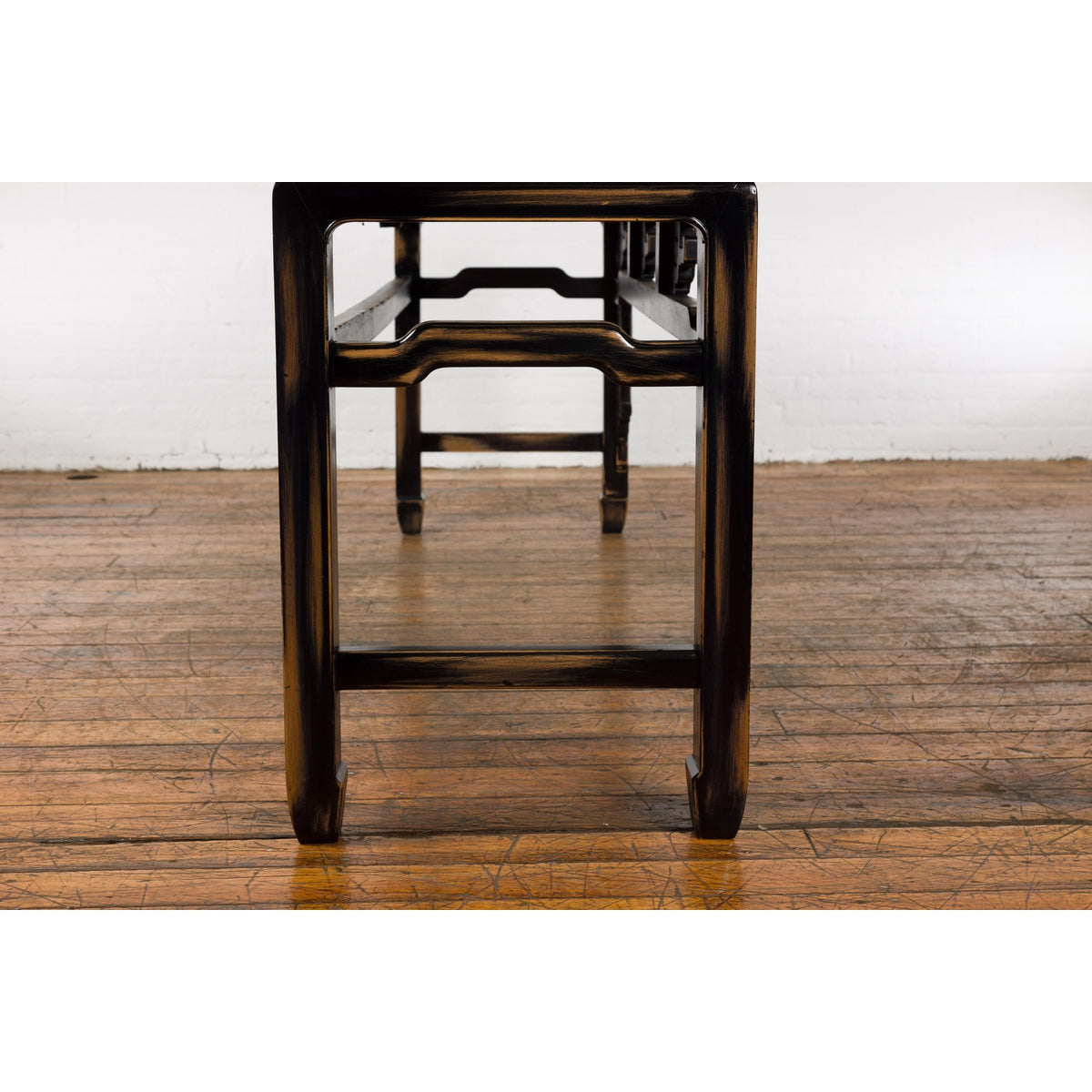 Chinese Vintage Black and Brown Low Console Table-15. Asian & Chinese Furniture, Art, Antiques, Vintage Home Décor for sale at FEA Home