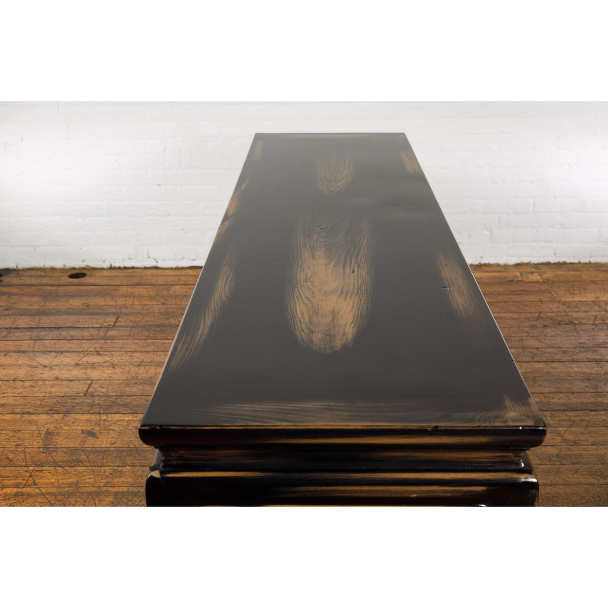 Chinese Vintage Black and Brown Low Console Table-16. Asian & Chinese Furniture, Art, Antiques, Vintage Home Décor for sale at FEA Home
