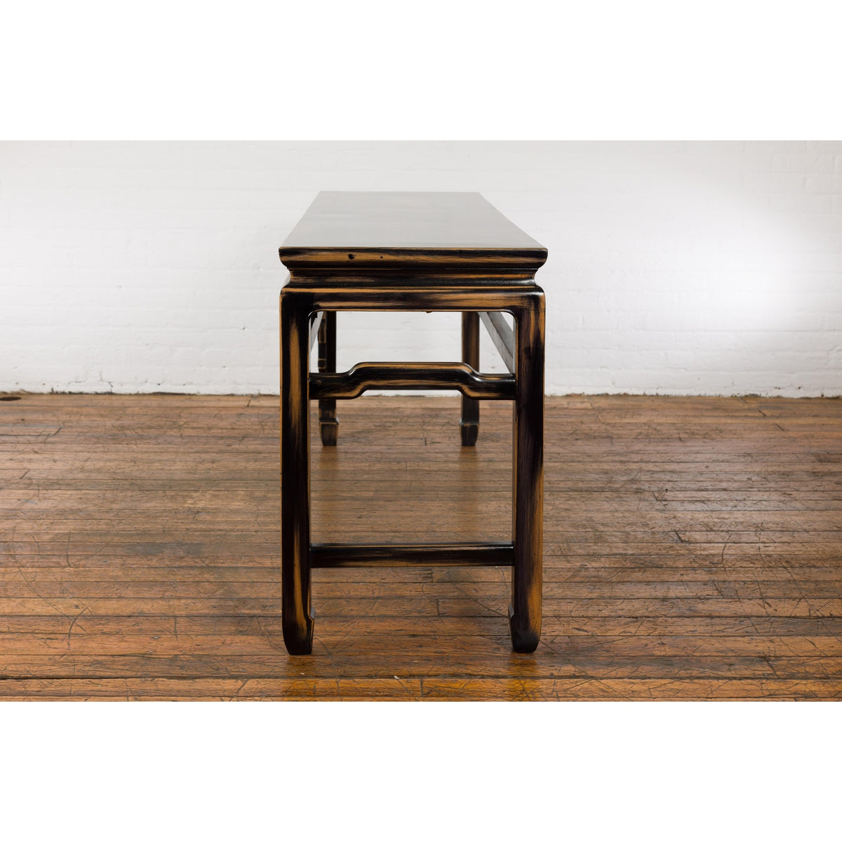 Chinese Vintage Black and Brown Low Console Table-19. Asian & Chinese Furniture, Art, Antiques, Vintage Home Décor for sale at FEA Home