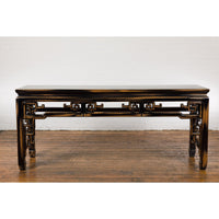 Chinese Vintage Black and Brown Low Console Table