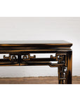 Chinese Vintage Black and Brown Low Console Table-4. Asian & Chinese Furniture, Art, Antiques, Vintage Home Décor for sale at FEA Home