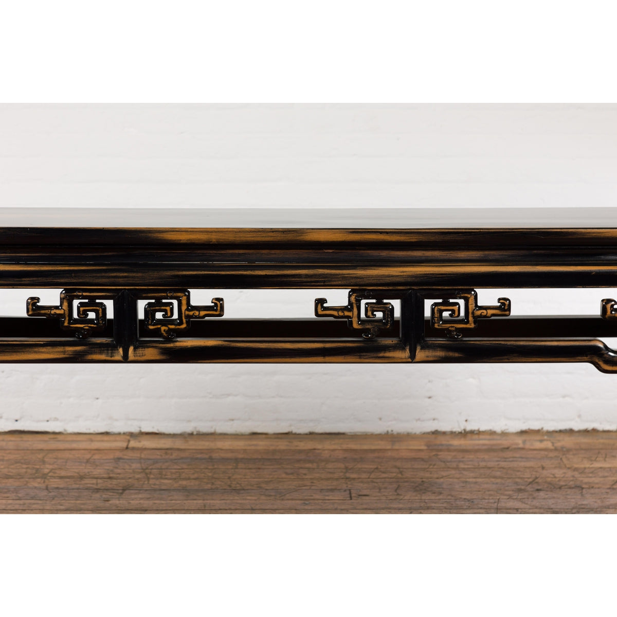 Chinese Vintage Black and Brown Low Console Table-5. Asian & Chinese Furniture, Art, Antiques, Vintage Home Décor for sale at FEA Home