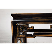 Chinese Vintage Black and Brown Low Console Table