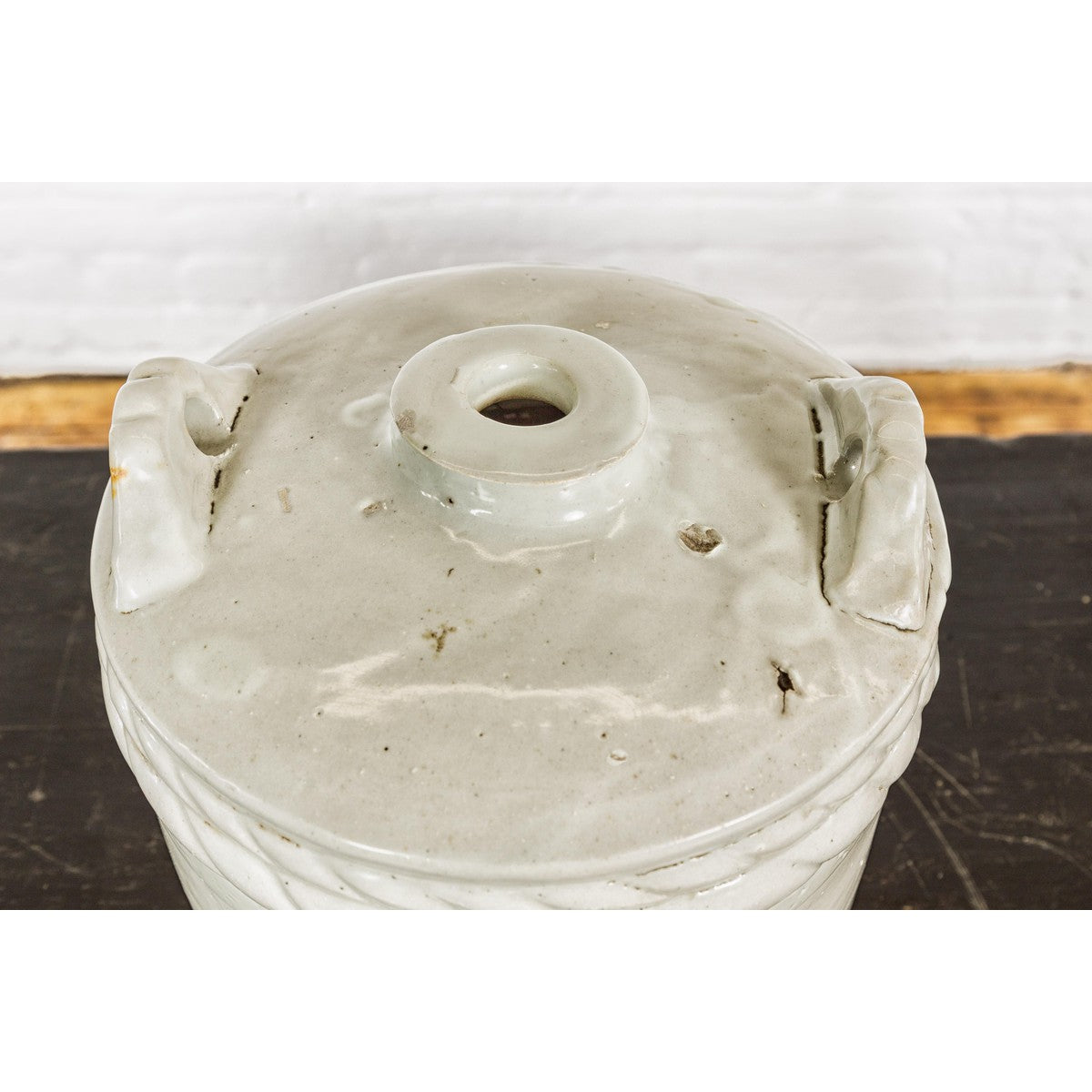 Meiji Period 19th Century Barrel Shaped Sake Jar with Calligraphy-10. Asian & Chinese Furniture, Art, Antiques, Vintage Home Décor for sale at FEA Home