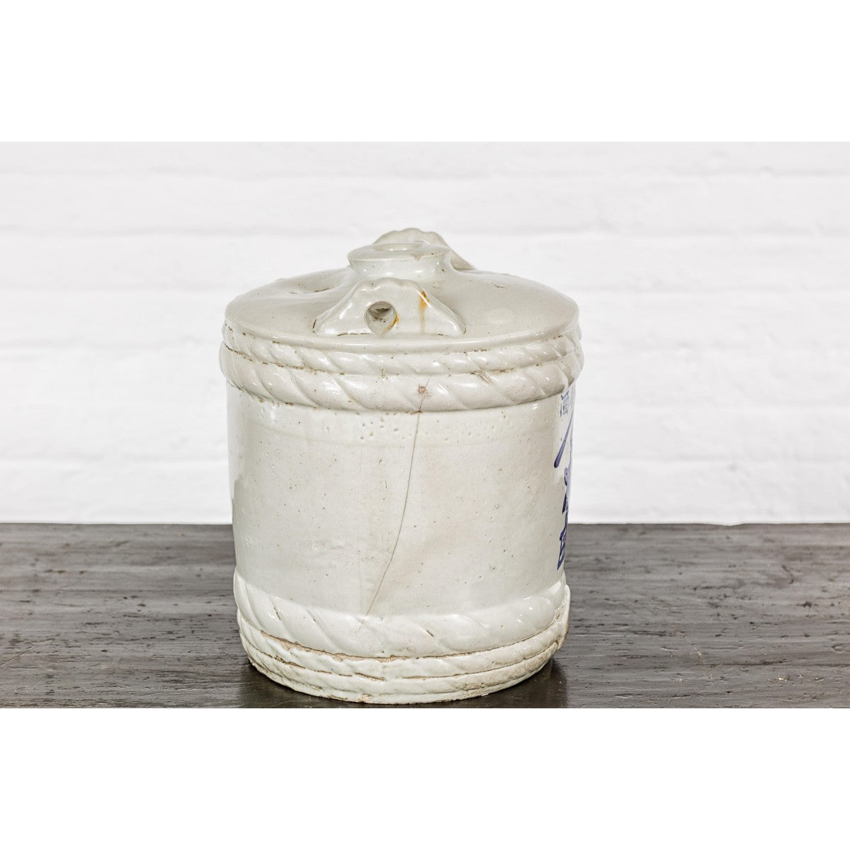 Meiji Period 19th Century Barrel Shaped Sake Jar with Calligraphy-13. Asian & Chinese Furniture, Art, Antiques, Vintage Home Décor for sale at FEA Home