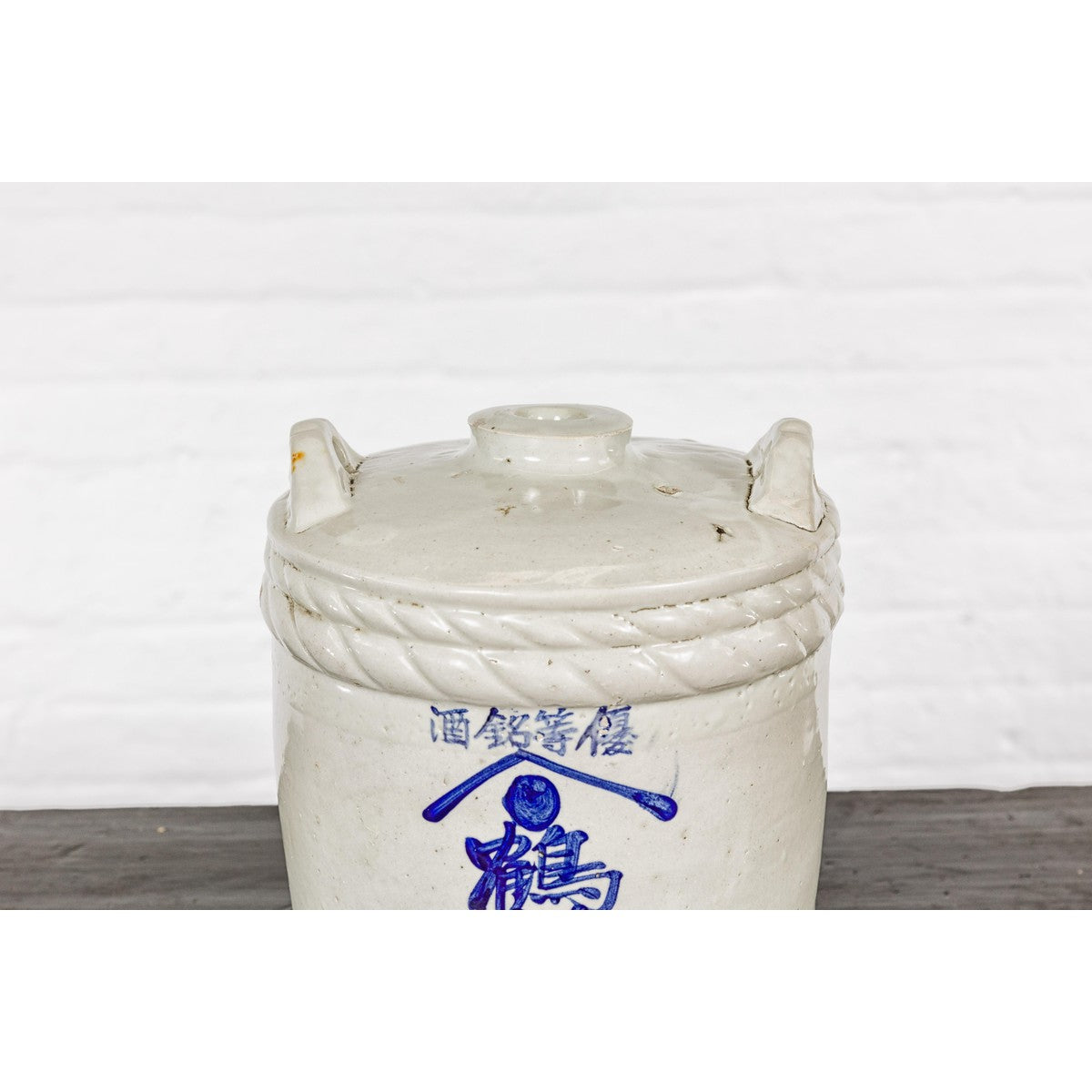 Meiji Period 19th Century Barrel Shaped Sake Jar with Calligraphy-5. Asian & Chinese Furniture, Art, Antiques, Vintage Home Décor for sale at FEA Home