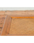Antique Small Square Side Table with Rattan Insert and Humpback Stretcher-12. Asian & Chinese Furniture, Art, Antiques, Vintage Home Décor for sale at FEA Home