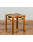 Antique Small Square Side Table with Rattan Insert and Humpback Stretcher-14. Asian & Chinese Furniture, Art, Antiques, Vintage Home Décor for sale at FEA Home