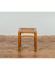Antique Small Square Side Table with Rattan Insert and Humpback Stretcher-15. Asian & Chinese Furniture, Art, Antiques, Vintage Home Décor for sale at FEA Home