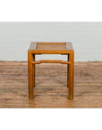 Antique Small Square Side Table with Rattan Insert and Humpback Stretcher-16. Asian & Chinese Furniture, Art, Antiques, Vintage Home Décor for sale at FEA Home