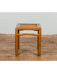 Antique Small Square Side Table with Rattan Insert and Humpback Stretcher-18. Asian & Chinese Furniture, Art, Antiques, Vintage Home Décor for sale at FEA Home