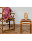 Antique Small Square Side Table with Rattan Insert and Humpback Stretcher-2. Asian & Chinese Furniture, Art, Antiques, Vintage Home Décor for sale at FEA Home