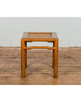 Antique Small Square Side Table with Rattan Insert and Humpback Stretcher-4. Asian & Chinese Furniture, Art, Antiques, Vintage Home Décor for sale at FEA Home