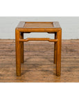 Antique Small Square Side Table with Rattan Insert and Humpback Stretcher-6. Asian & Chinese Furniture, Art, Antiques, Vintage Home Décor for sale at FEA Home