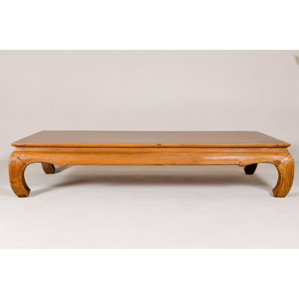 Large Light Brown Teak Vintage Coffee Table with Carved Chow Legs-11. Asian & Chinese Furniture, Art, Antiques, Vintage Home Décor for sale at FEA Home