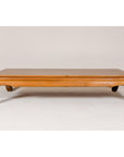 Large Light Brown Teak Vintage Coffee Table with Carved Chow Legs-11. Asian & Chinese Furniture, Art, Antiques, Vintage Home Décor for sale at FEA Home
