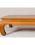 Large Light Brown Teak Vintage Coffee Table with Carved Chow Legs-12. Asian & Chinese Furniture, Art, Antiques, Vintage Home Décor for sale at FEA Home