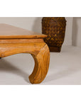 Large Light Brown Teak Vintage Coffee Table with Carved Chow Legs-13. Asian & Chinese Furniture, Art, Antiques, Vintage Home Décor for sale at FEA Home