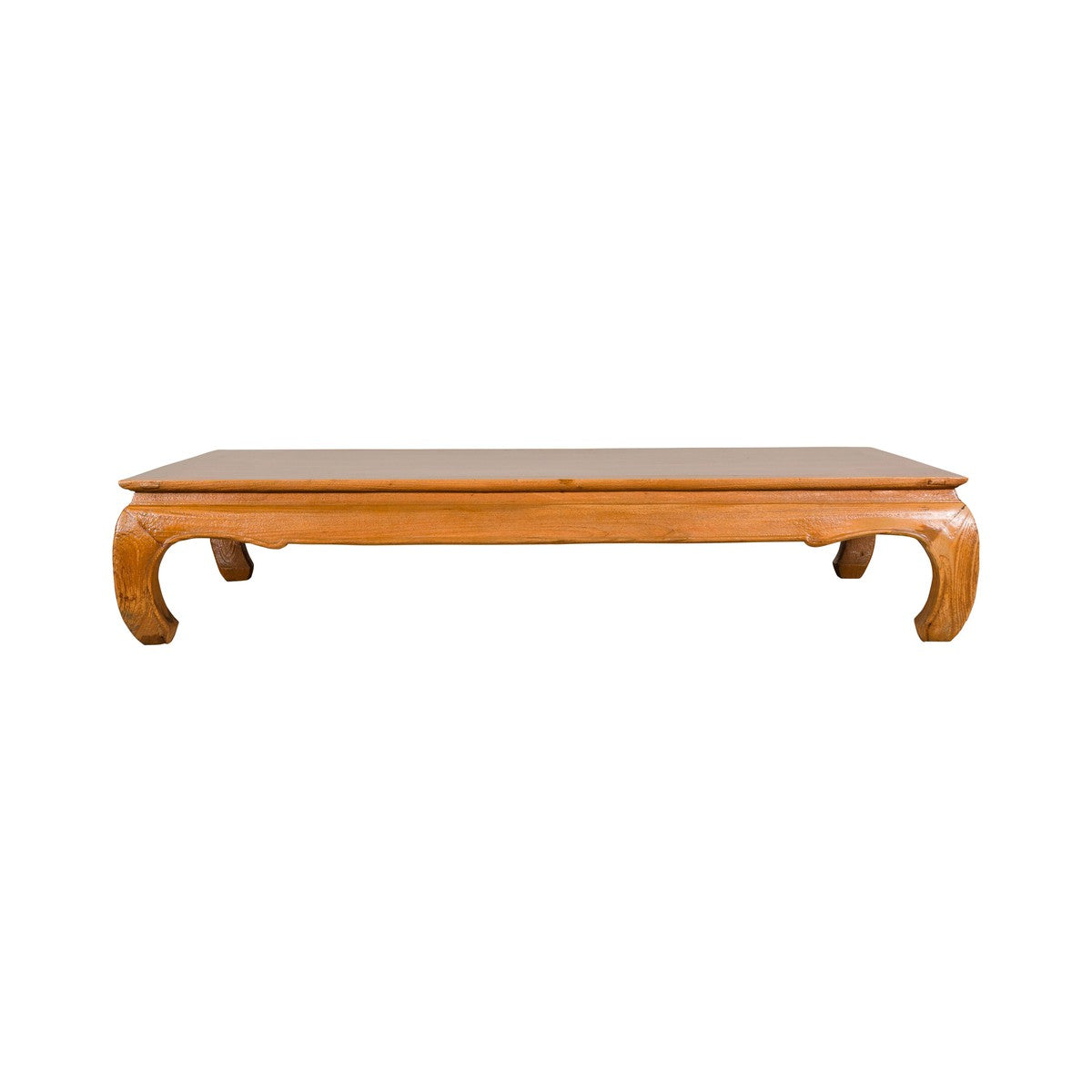 Large Light Brown Teak Vintage Coffee Table with Carved Chow Legs-14. Asian & Chinese Furniture, Art, Antiques, Vintage Home Décor for sale at FEA Home