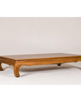Large Light Brown Teak Vintage Coffee Table with Carved Chow Legs-4. Asian & Chinese Furniture, Art, Antiques, Vintage Home Décor for sale at FEA Home