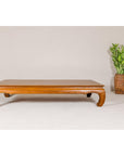Large Light Brown Teak Vintage Coffee Table with Carved Chow Legs-8. Asian & Chinese Furniture, Art, Antiques, Vintage Home Décor for sale at FEA Home