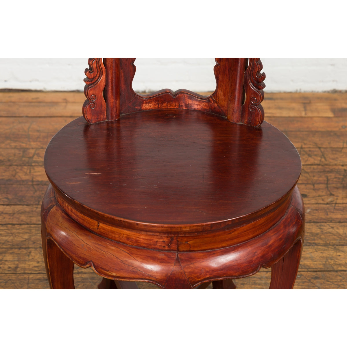 Chinese Late Qing Dynasty Diminutive Chair with Carved Back and Curving Legs-13. Asian & Chinese Furniture, Art, Antiques, Vintage Home Décor for sale at FEA Home