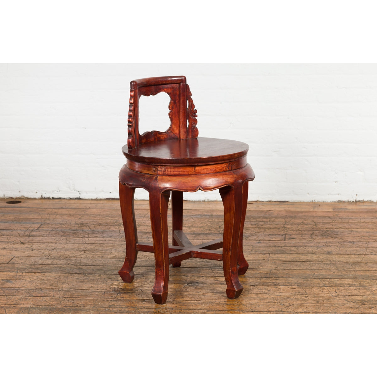 Chinese Late Qing Dynasty Diminutive Chair with Carved Back and Curving Legs-14. Asian & Chinese Furniture, Art, Antiques, Vintage Home Décor for sale at FEA Home