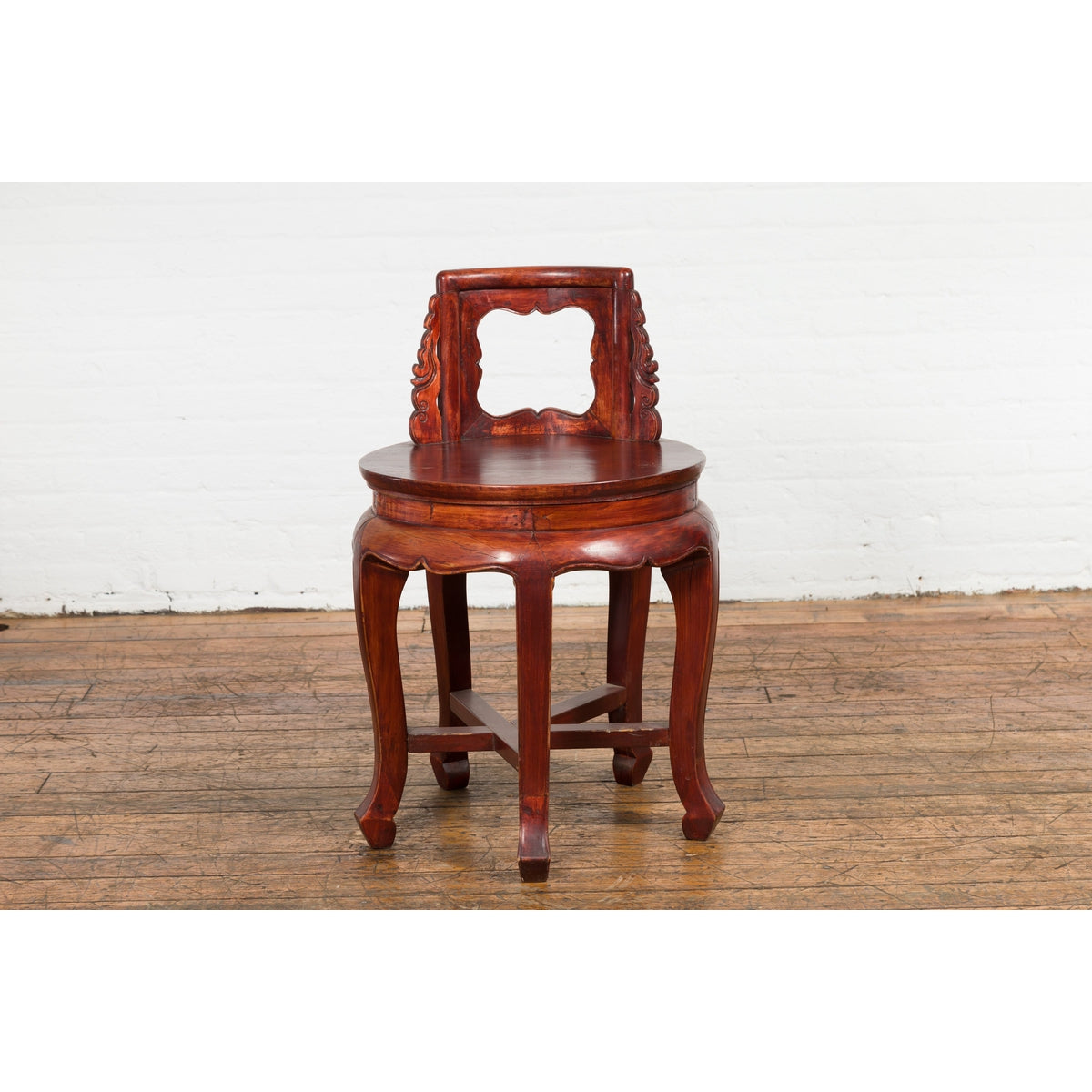 Chinese Late Qing Dynasty Diminutive Chair with Carved Back and Curving Legs-2. Asian & Chinese Furniture, Art, Antiques, Vintage Home Décor for sale at FEA Home