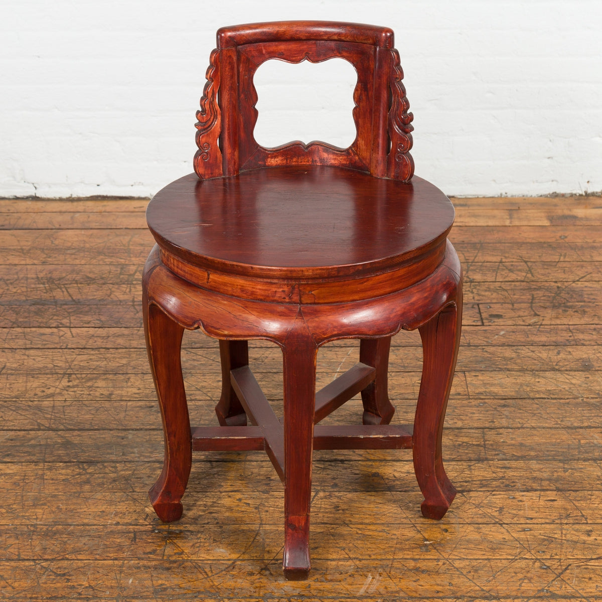 Chinese Late Qing Dynasty Diminutive Chair with Carved Back and Curving Legs-6. Asian & Chinese Furniture, Art, Antiques, Vintage Home Décor for sale at FEA Home