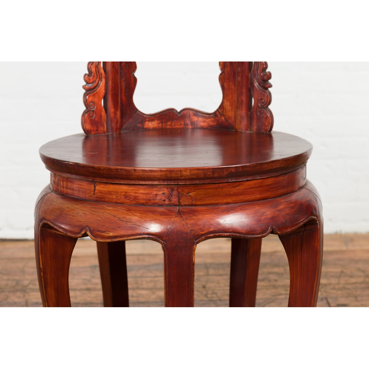 Chinese Late Qing Dynasty Diminutive Chair with Carved Back and Curving Legs-8. Asian & Chinese Furniture, Art, Antiques, Vintage Home Décor for sale at FEA Home