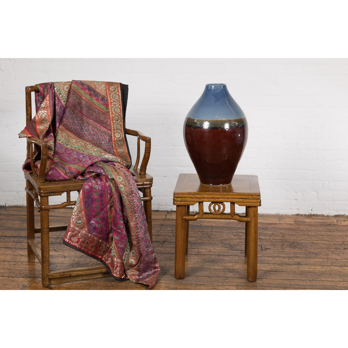 Contemporary Ceramic Vase with Blue & Brown Glaze-3. Asian & Chinese Furniture, Art, Antiques, Vintage Home Décor for sale at FEA Home