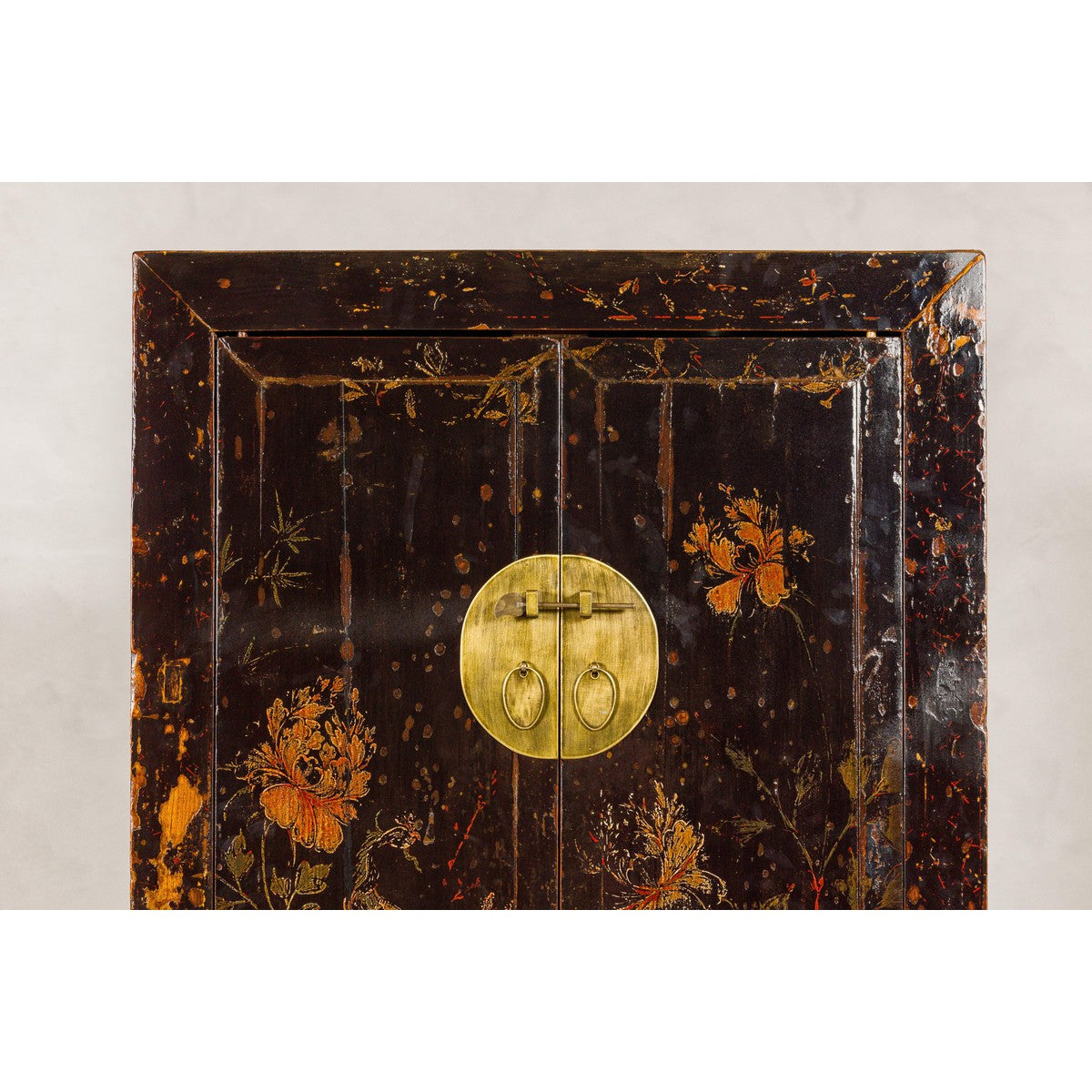 Qing Dynasty Hand-Painted Cabinet with Floral Décor, Doors and Drawers-3. Asian & Chinese Furniture, Art, Antiques, Vintage Home Décor for sale at FEA Home