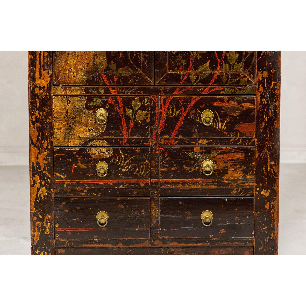 Qing Dynasty Hand-Painted Cabinet with Floral Décor, Doors and Drawers-7. Asian & Chinese Furniture, Art, Antiques, Vintage Home Décor for sale at FEA Home