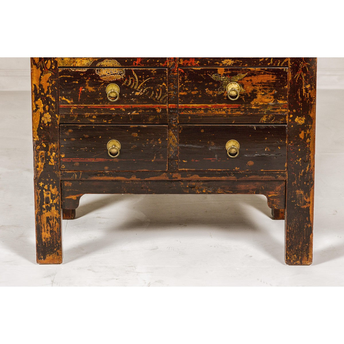 Qing Dynasty Hand-Painted Cabinet with Floral Décor, Doors and Drawers-8. Asian & Chinese Furniture, Art, Antiques, Vintage Home Décor for sale at FEA Home