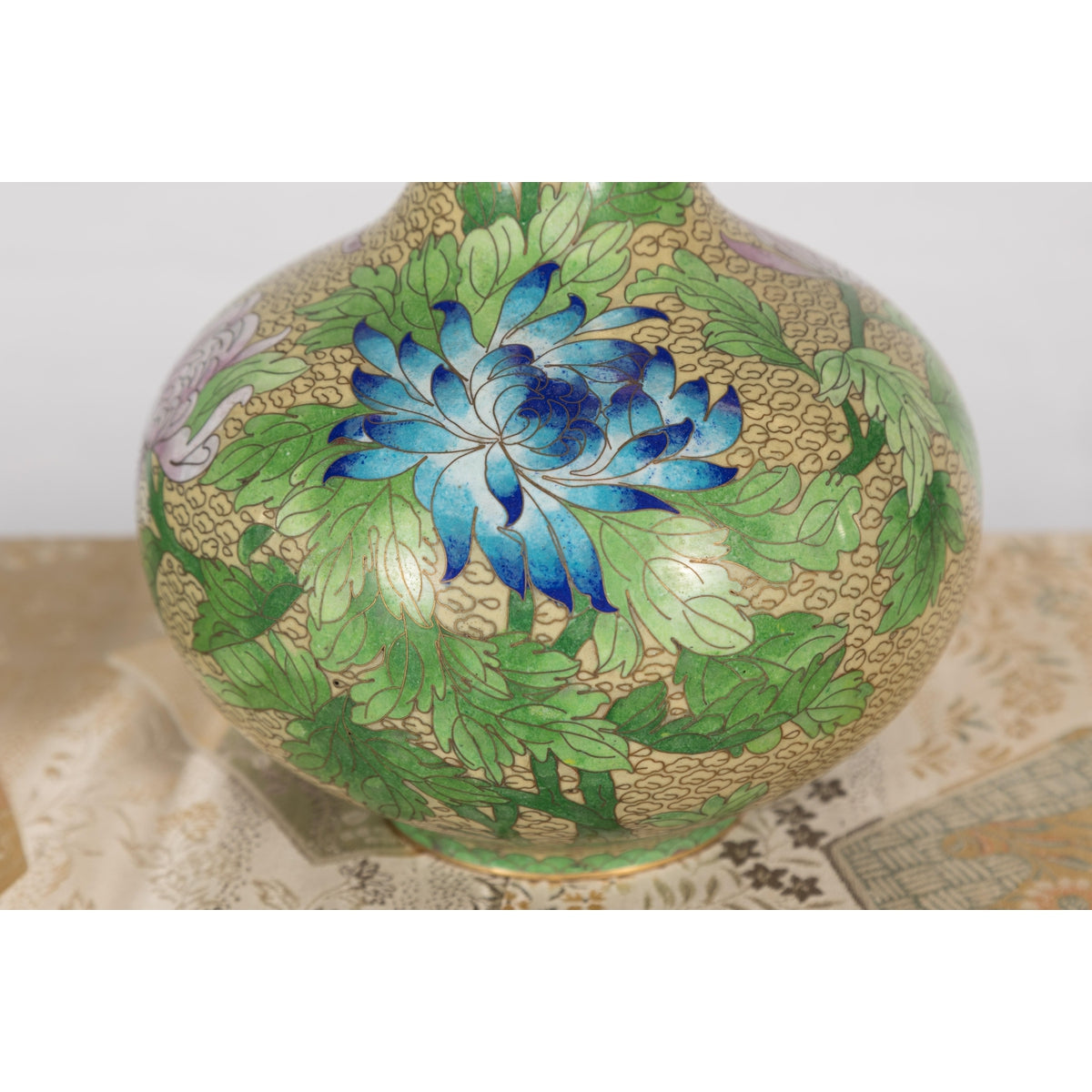 Vintage Pair of Floral Chinese Vases-12. Asian & Chinese Furniture, Art, Antiques, Vintage Home Décor for sale at FEA Home