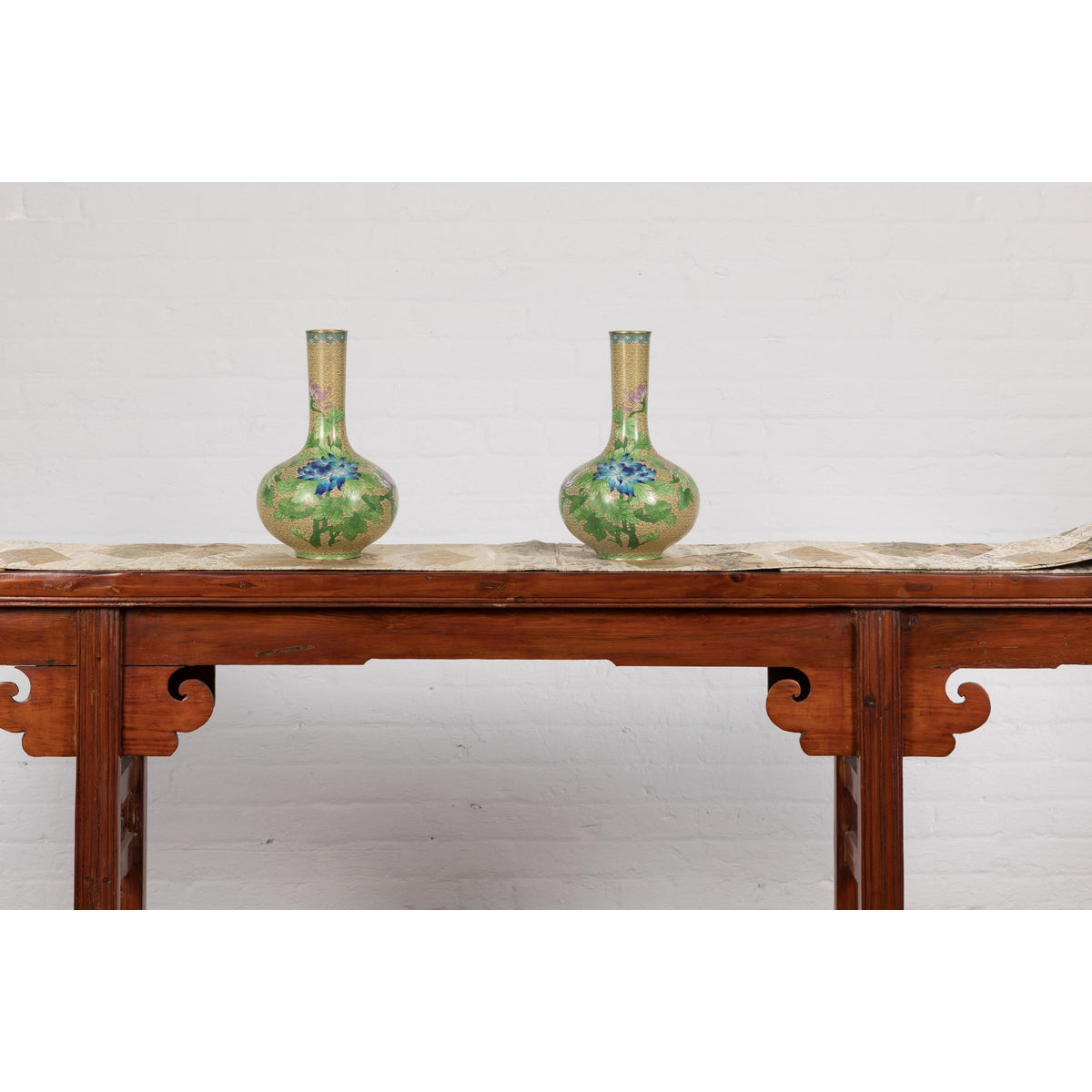 Vintage Pair of Floral Chinese Vases-2. Asian & Chinese Furniture, Art, Antiques, Vintage Home Décor for sale at FEA Home