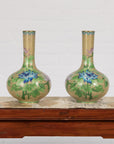 Vintage Pair of Floral Chinese Vases-4. Asian & Chinese Furniture, Art, Antiques, Vintage Home Décor for sale at FEA Home