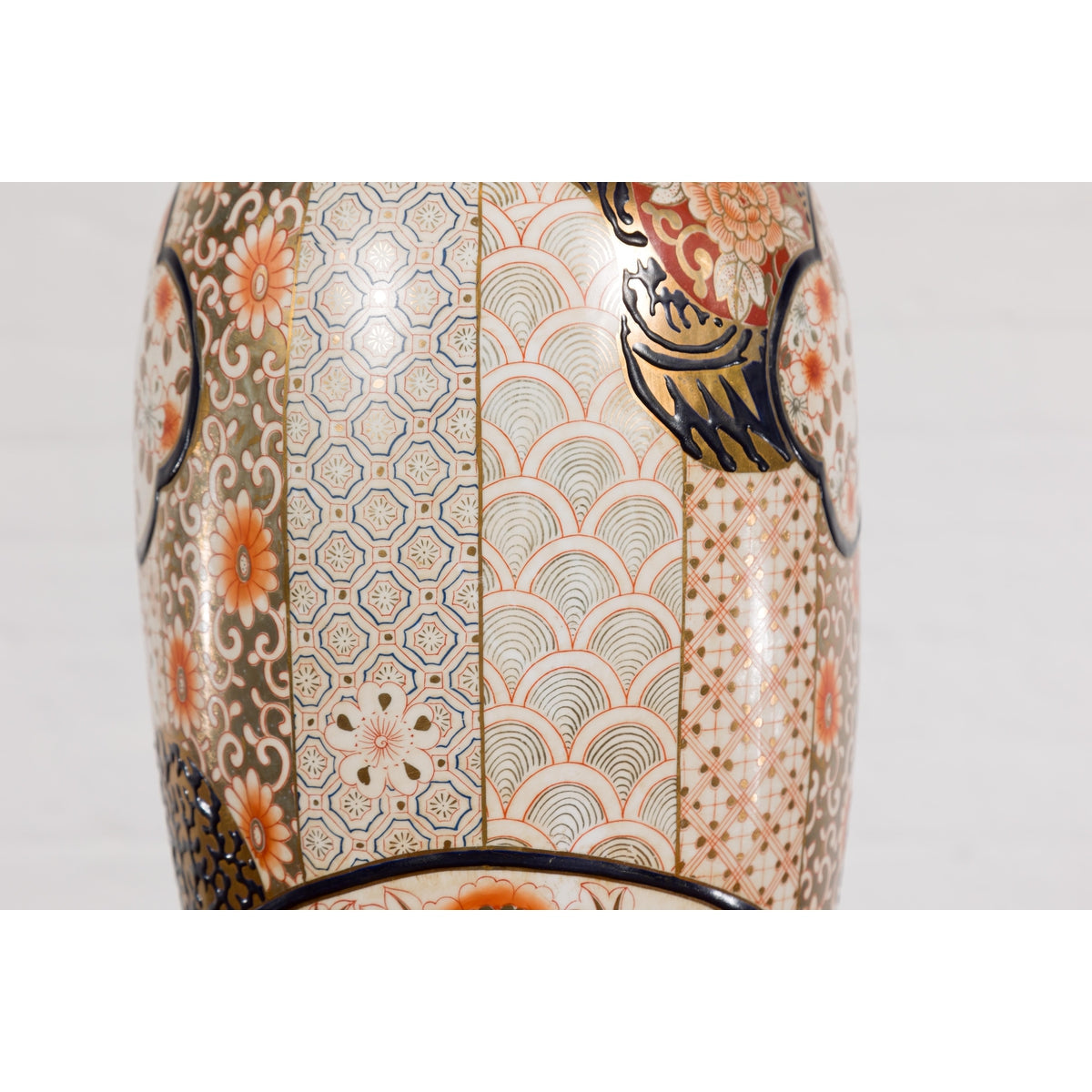 Arita Japanese Style Vase with Gold, Blue and Orange Floral Motifs-8. Asian & Chinese Furniture, Art, Antiques, Vintage Home Décor for sale at FEA Home