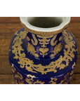 Pair of Dark Blue and Gold Vintage Vases with Intricate Design-13. Asian & Chinese Furniture, Art, Antiques, Vintage Home Décor for sale at FEA Home