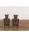 Pair of Dark Blue and Gold Vintage Vases with Intricate Design-16. Asian & Chinese Furniture, Art, Antiques, Vintage Home Décor for sale at FEA Home