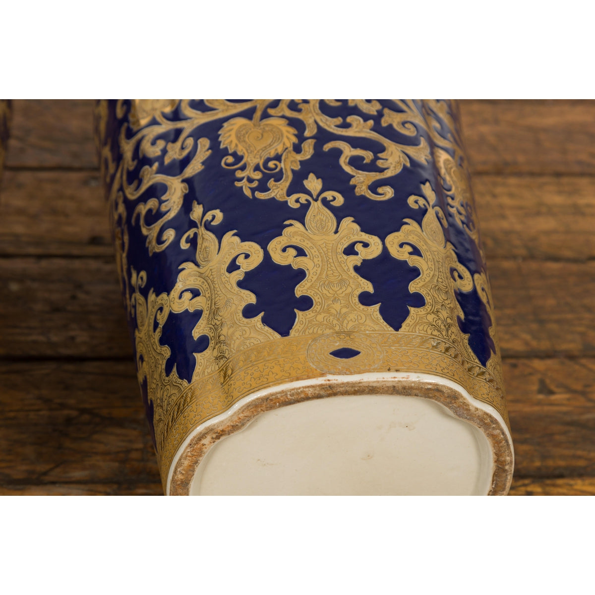 Pair of Dark Blue and Gold Vintage Vases with Intricate Design-19. Asian & Chinese Furniture, Art, Antiques, Vintage Home Décor for sale at FEA Home