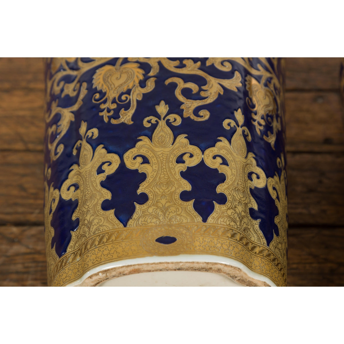 Pair of Dark Blue and Gold Vintage Vases with Intricate Design-20. Asian & Chinese Furniture, Art, Antiques, Vintage Home Décor for sale at FEA Home