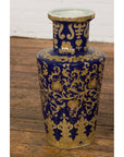 Pair of Dark Blue and Gold Vintage Vases with Intricate Design-4. Asian & Chinese Furniture, Art, Antiques, Vintage Home Décor for sale at FEA Home
